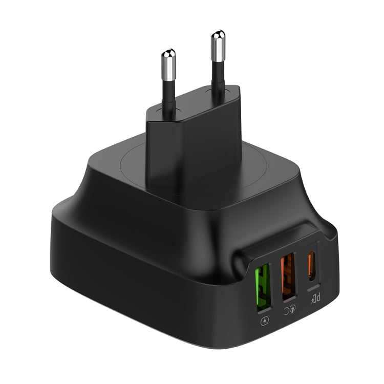 LDNIO Q334 32W Type-C + Dual USB Port Charger with 1m USB-C / Type-C to USB-C / Type-C Data Cable, Plug Type:EU Plug(Black) - USB Charger by LDNIO | Online Shopping UK | buy2fix