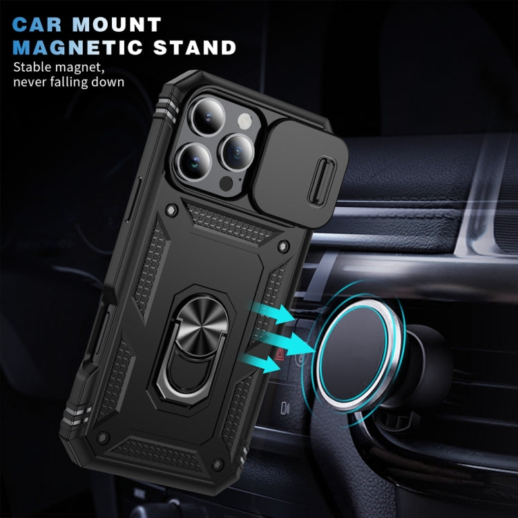 For iPhone 16 Pro Max Sliding Camshield TPU + PC Phone Case with Holder(Black) - iPhone 16 Pro Max Cases by buy2fix | Online Shopping UK | buy2fix