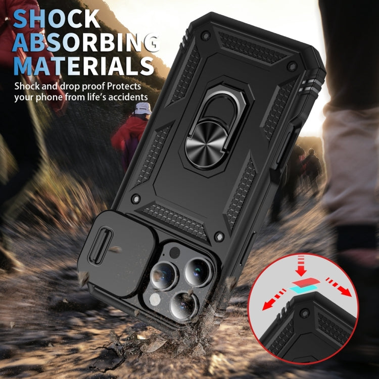 For iPhone 16 Pro Max Sliding Camshield TPU + PC Phone Case with Holder(Black) - iPhone 16 Pro Max Cases by buy2fix | Online Shopping UK | buy2fix