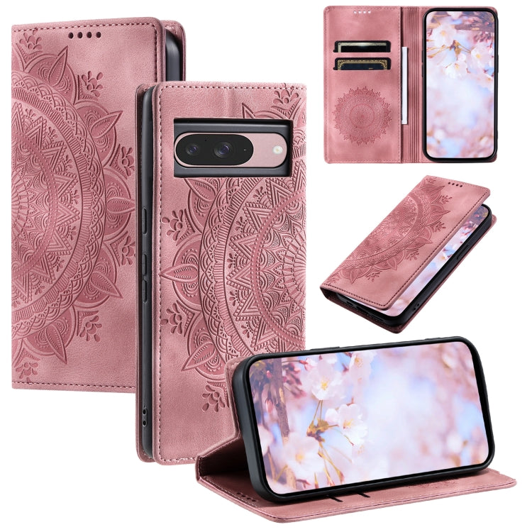 For Google Pixel 9 / 9 Pro Totem Embossed Magnetic Leather Phone Case(Rose Gold) - Google Cases by buy2fix | Online Shopping UK | buy2fix