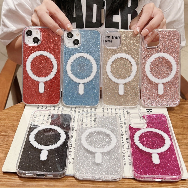 For iPhone 11 Acrylic Transparent Glitter MagSafe Phone Case(Rose Red) - iPhone 11 Cases by buy2fix | Online Shopping UK | buy2fix