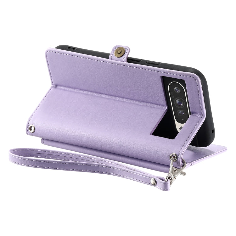 For Google Pixel 9 Pro XL Wallet Multi-card Slot Leather Phone Case with Lanyard(Purple) - Google Cases by buy2fix | Online Shopping UK | buy2fix