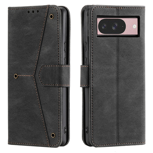 For Google Pixel 9 / 9 Pro Nail Skin Feel Stitching Calf Texture Leather Phone Case(Black) - Google Cases by buy2fix | Online Shopping UK | buy2fix