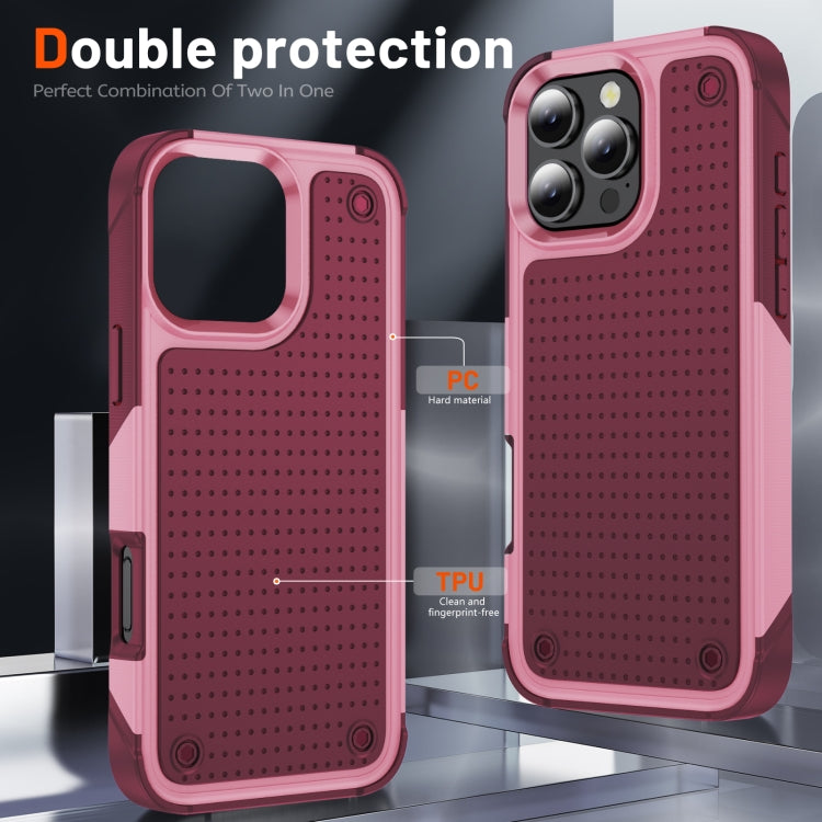 For iPhone 16 Pro PC + TPU Shockproof Protective Phone Case(Pink+Dark Red) - iPhone 16 Pro Cases by buy2fix | Online Shopping UK | buy2fix