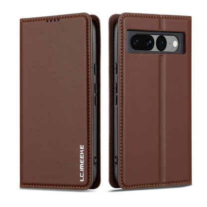 For Google Pixel 7 Pro 5G LC.IMEEKE L1 Series Frosted Fine Texture PU Phone Case(Brown) - Google Cases by LC.IMEEKE | Online Shopping UK | buy2fix