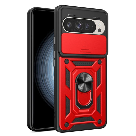 For Google Pixel 9 / 9 Pro Sliding Camera Cover Design TPU+PC Phone Case(Red) - Google Cases by buy2fix | Online Shopping UK | buy2fix