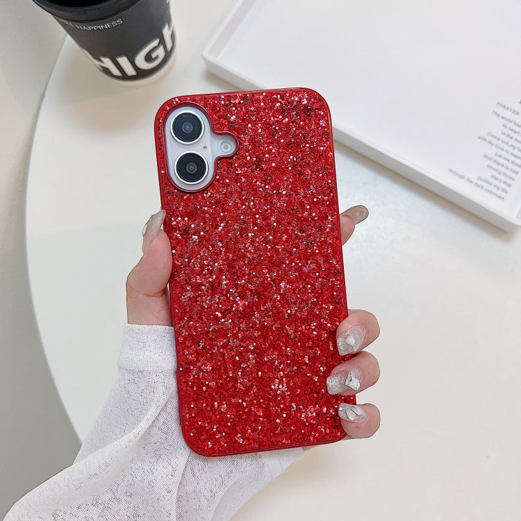 For iPhone 16 Plus Glitter Powder Shockproof TPU Phone Case(Red) - iPhone 16 Plus Cases by buy2fix | Online Shopping UK | buy2fix