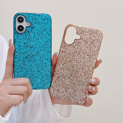 For iPhone 16 Glitter Powder Shockproof TPU Phone Case(Blue) - iPhone 16 Cases by buy2fix | Online Shopping UK | buy2fix