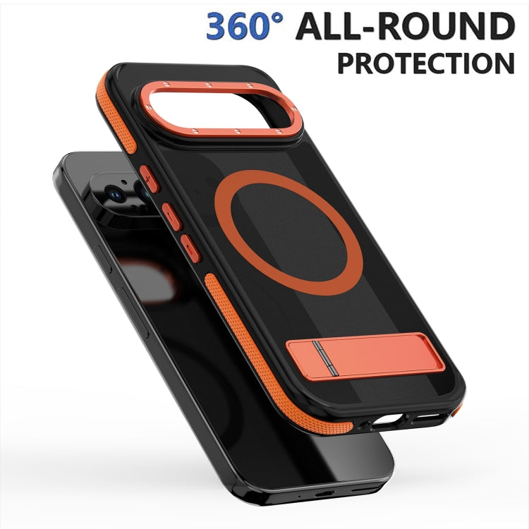 For Google Pixel 9 Pro XL Dual-Color Skin Feel Magsafe Phone Case with Holder(Orange) - Google Cases by buy2fix | Online Shopping UK | buy2fix