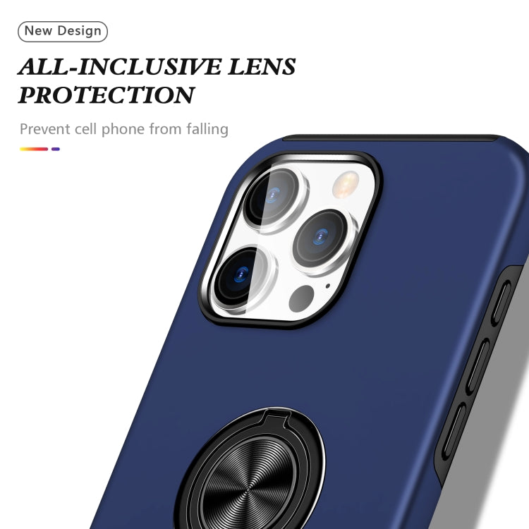 For iPhone 16 Pro Max PC Hybrid TPU Magnetic Ring Holder Phone Case(Navy Blue) - iPhone 16 Pro Max Cases by buy2fix | Online Shopping UK | buy2fix