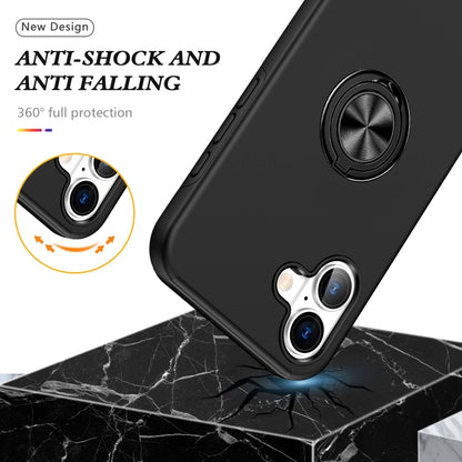 For iPhone 16 PC Hybrid TPU Magnetic Ring Holder Phone Case(Black) - iPhone 16 Cases by buy2fix | Online Shopping UK | buy2fix