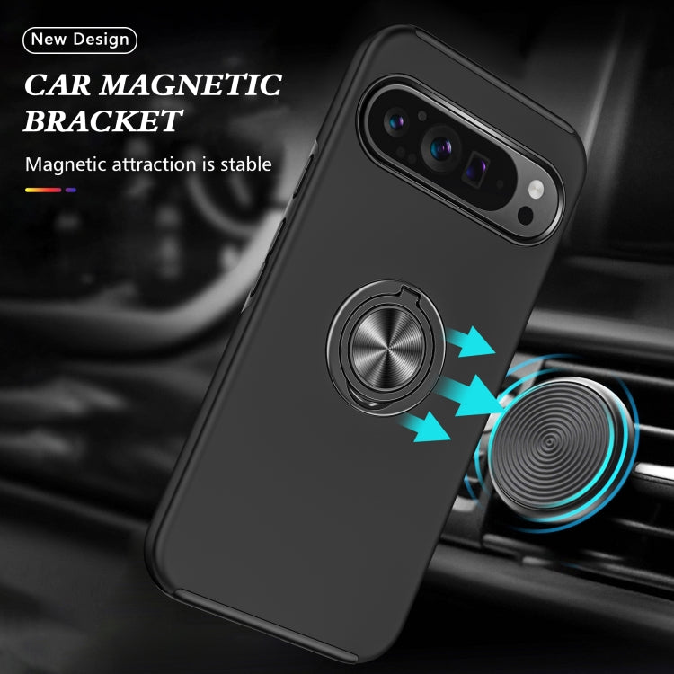 For Google Pixel 9 Pro PC Hybrid TPU Magnetic Ring Holder Phone Case(Black) - Google Cases by buy2fix | Online Shopping UK | buy2fix