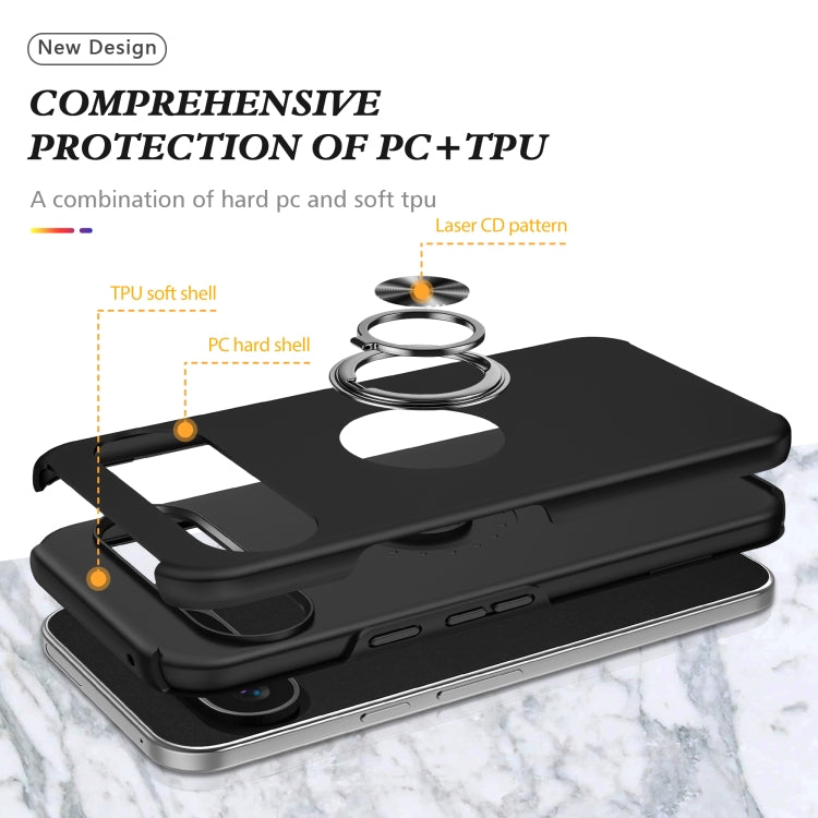 For Google Pixel 9 Pro PC Hybrid TPU Magnetic Ring Holder Phone Case(Black) - Google Cases by buy2fix | Online Shopping UK | buy2fix