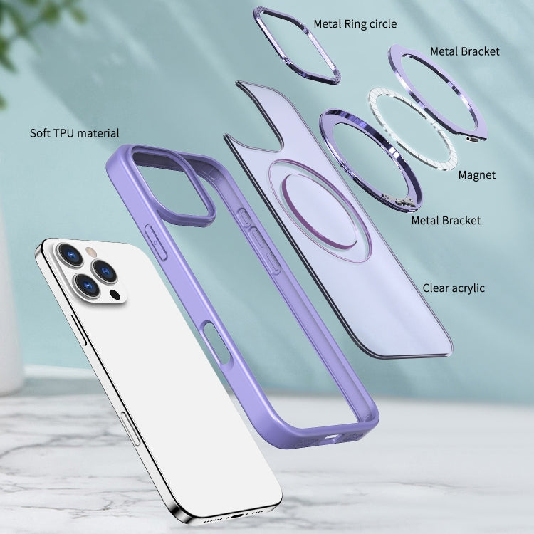 For iPhone 16 Pro Wing Series MagSafe Magnetic Ring Holder Phone Case(Light Purple) - iPhone 16 Pro Cases by buy2fix | Online Shopping UK | buy2fix