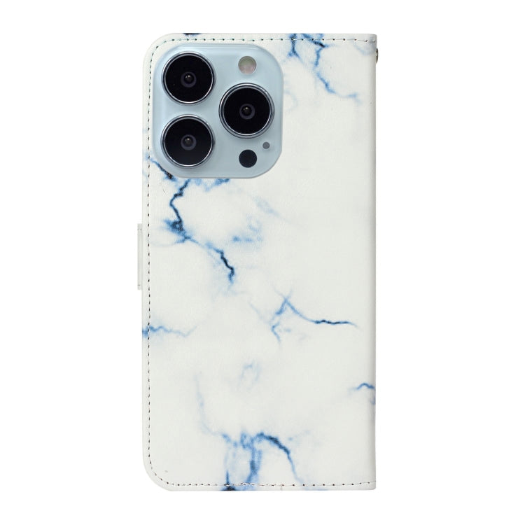 For iPhone 16 Pro Colored Drawing Marble Pattern Leather Phone Case(White Marble) - iPhone 16 Pro Cases by buy2fix | Online Shopping UK | buy2fix