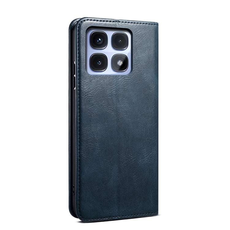 For Redmi K70 Ultra 5G Oil Wax Crazy Horse Texture Leather Phone Case(Blue) - Xiaomi Cases by buy2fix | Online Shopping UK | buy2fix