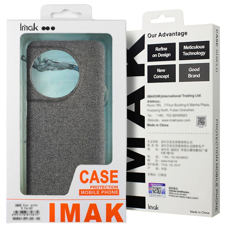 For iPhone 16 imak Ruiyi Series Cloth Texture PU + PC Phone Case(Light Grey) - iPhone 16 Cases by imak | Online Shopping UK | buy2fix