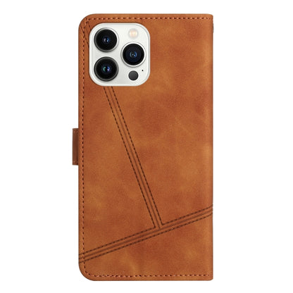 For iPhone 16 Pro Skin-feel Stitching Leather Phone Case(Brown) - iPhone 16 Pro Cases by buy2fix | Online Shopping UK | buy2fix