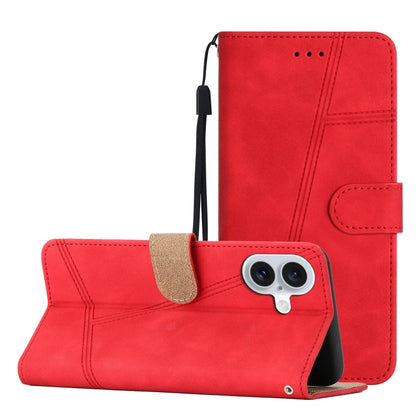 For iPhone 16 Skin-feel Stitching Leather Phone Case(Red) - iPhone 16 Cases by buy2fix | Online Shopping UK | buy2fix