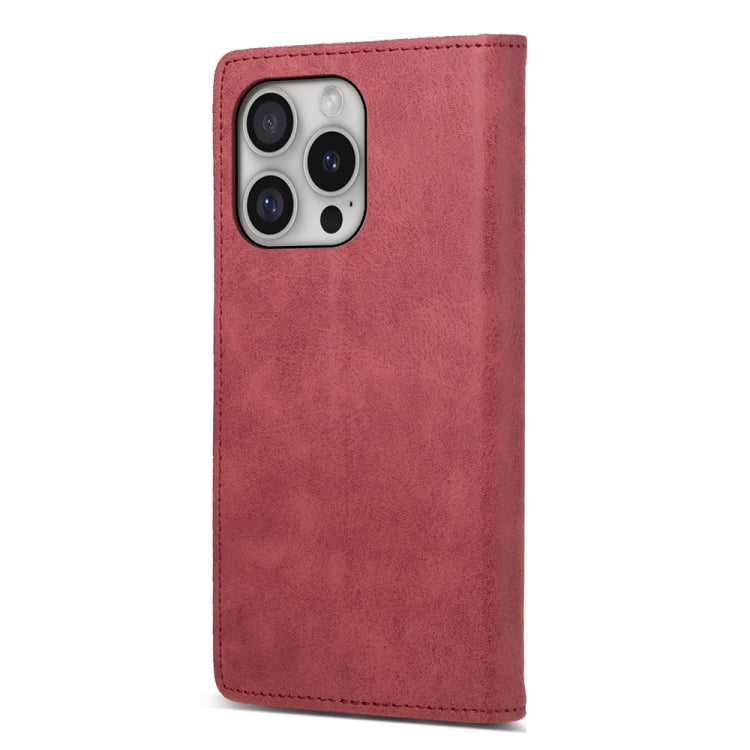 For iPhone 16 Pro Business Solid Color Magnetic RFID Leather Phone Case(Red) - iPhone 16 Pro Cases by buy2fix | Online Shopping UK | buy2fix