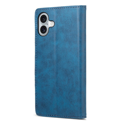 For iPhone 16 Plus Business Solid Color Magnetic RFID Leather Phone Case(Blue) - iPhone 16 Plus Cases by buy2fix | Online Shopping UK | buy2fix