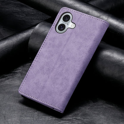 For iPhone 16 Business Solid Color Magnetic RFID Leather Phone Case(Purple) - iPhone 16 Cases by buy2fix | Online Shopping UK | buy2fix