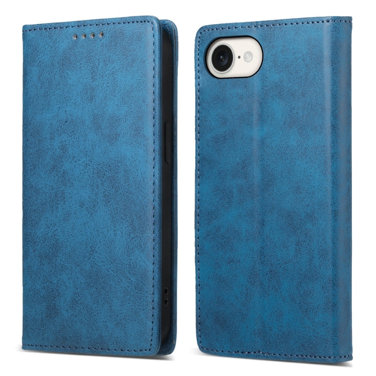 For iPhone SE 2024 Business Solid Color Magnetic RFID Leather Phone Case(Blue) - More iPhone Cases by buy2fix | Online Shopping UK | buy2fix