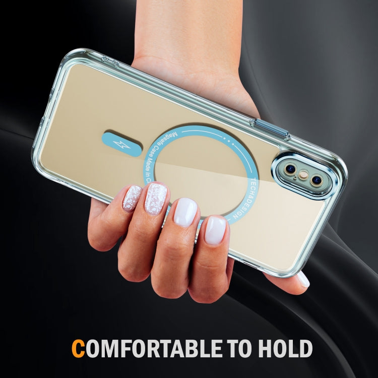 For iPhone XS Max Airbag Magsafe PC Hybrid TPU Phone Case(Clear Blue) - More iPhone Cases by buy2fix | Online Shopping UK | buy2fix