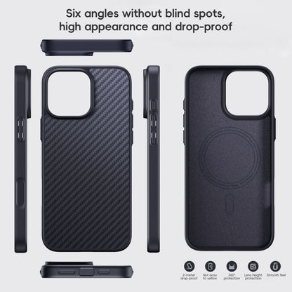 For iPhone 16 Plus Carbon Fiber Kevlar MagSafe Magnetic Phone Case(Black) - iPhone 16 Plus Cases by buy2fix | Online Shopping UK | buy2fix