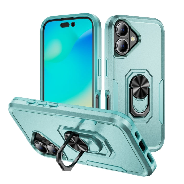 For iPhone 16 Plus Pioneer Armor Heavy Duty PC + TPU Phone Case with Holder(Green) - iPhone 16 Plus Cases by buy2fix | Online Shopping UK | buy2fix