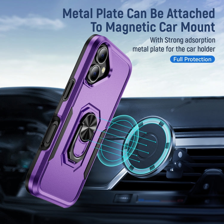 For iPhone 16 Plus Pioneer Armor Heavy Duty PC + TPU Phone Case with Holder(Purple+Black) - iPhone 16 Plus Cases by buy2fix | Online Shopping UK | buy2fix