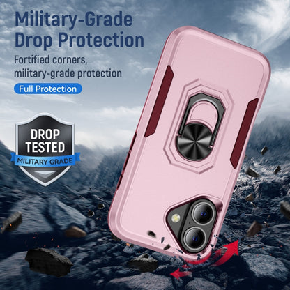 For iPhone 16 Pioneer Armor Heavy Duty PC + TPU Phone Case with Holder(Pink+Rose Red) - iPhone 16 Cases by buy2fix | Online Shopping UK | buy2fix