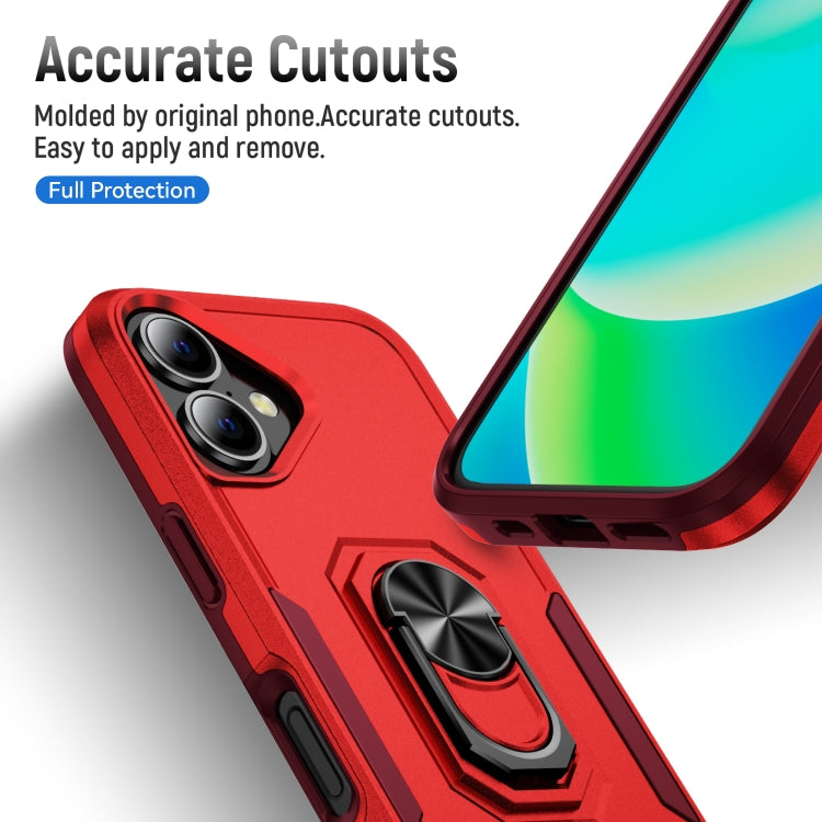 For iPhone 16 Pioneer Armor Heavy Duty PC + TPU Phone Case with Holder(Red+Rose Red) - iPhone 16 Cases by buy2fix | Online Shopping UK | buy2fix