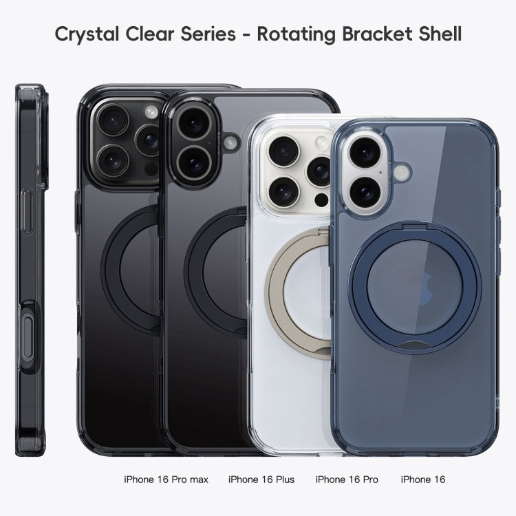 For iPhone 16 Plus Crystal Clear MagSafe Magnetic Holder Phone Case(Transparent Black) - iPhone 16 Plus Cases by buy2fix | Online Shopping UK | buy2fix