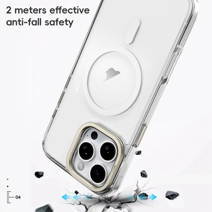 For iPhone 16 Plus Frosted Crystal Clear Lens Holder MagSafe Magnetic Phone Case(Transparent) - iPhone 16 Plus Cases by buy2fix | Online Shopping UK | buy2fix