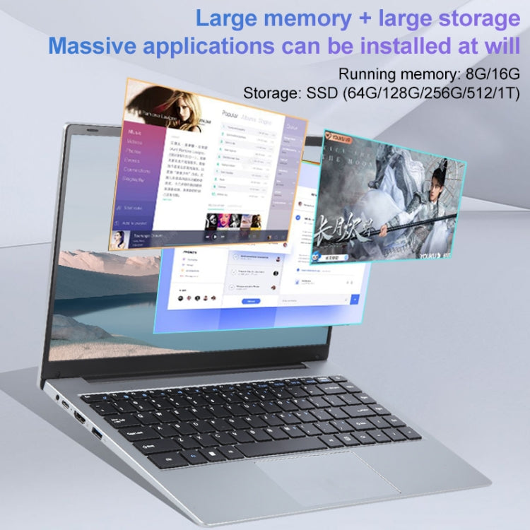 14 inch Windows 11 Laptop, 16GB+1TB, Gen 5th Intel Core i3 CPU, 180 Degree Rotation Axis(Silver) - Others by buy2fix | Online Shopping UK | buy2fix