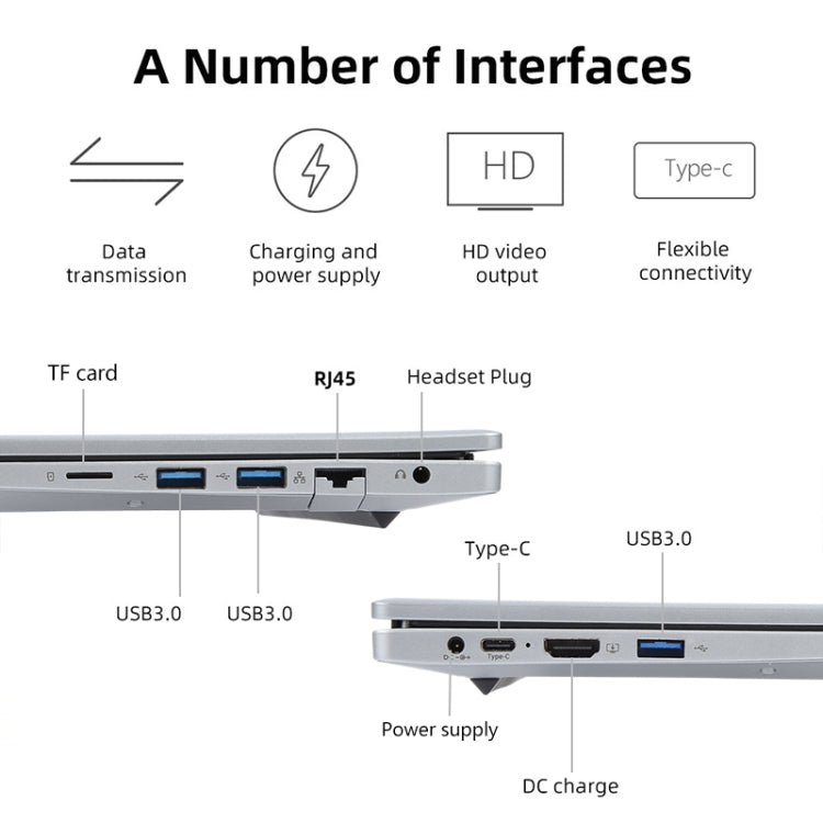 14 inch Windows 11 Laptop, 16GB+1TB, Gen 4th Intel Core i7 CPU, 180 Degree Rotation Axis(Silver) - Others by buy2fix | Online Shopping UK | buy2fix