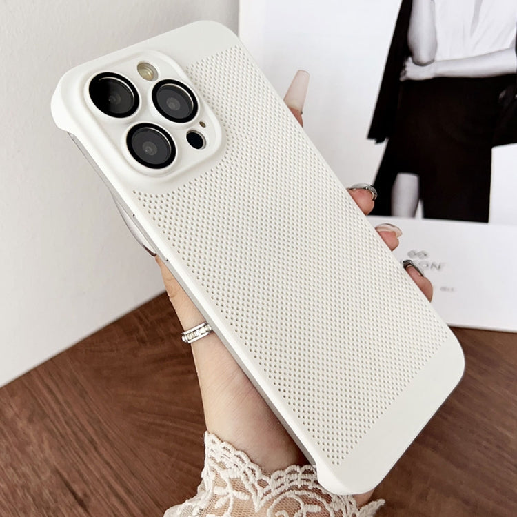 For iPhone 15 Pro Frameless Oil Spray PC Cooling Phone Case(White) - iPhone 15 Pro Cases by buy2fix | Online Shopping UK | buy2fix