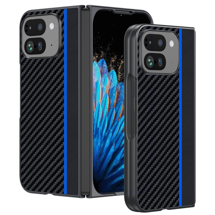 For Google Pixel 9 Pro Fold Ultra-thin Carbon Fiber Texture Printing Phone Case(Black Blue) - Google Cases by buy2fix | Online Shopping UK | buy2fix