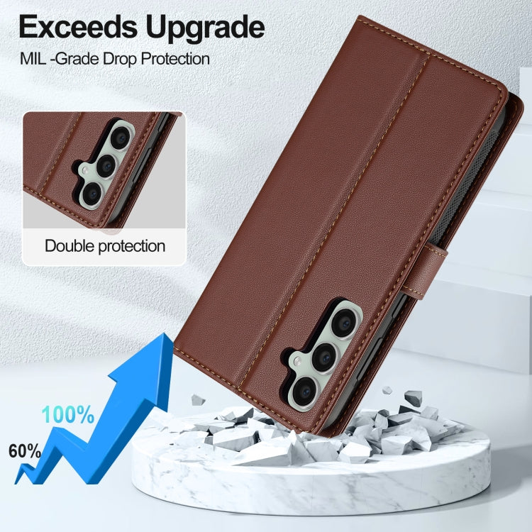 For Samsung Galaxy S24 5G LC.IMEEKE L2 Series Detachable Magsafe PU Phone Case with Lanyard(Brown) - Galaxy S24 5G Cases by LC.IMEEKE | Online Shopping UK | buy2fix