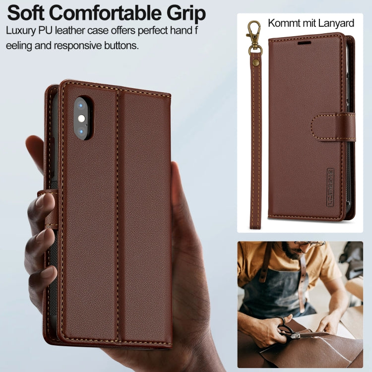 For iPhone X / XS LC.IMEEKE L2 Series Detachable Magsafe PU Phone Case with Lanyard(Brown) - More iPhone Cases by LC.IMEEKE | Online Shopping UK | buy2fix