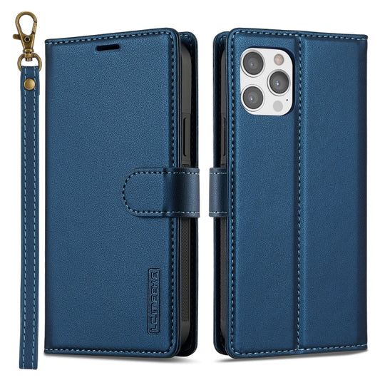 For iPhone 12 / 12 Pro LC.IMEEKE L2 Series Detachable Magsafe PU Phone Case with Lanyard(Blue) - iPhone 12 / 12 Pro Cases by LC.IMEEKE | Online Shopping UK | buy2fix