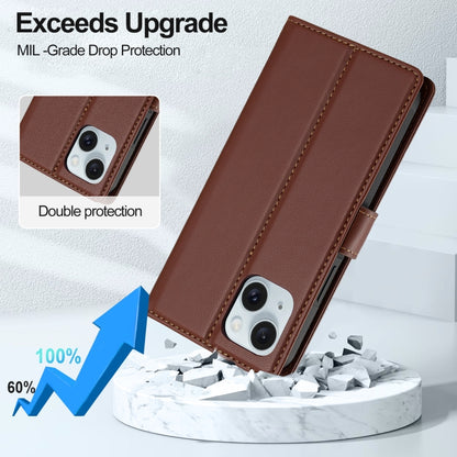 For iPhone 14 LC.IMEEKE L2 Series Detachable Magsafe PU Phone Case with Lanyard(Brown) - iPhone 14 Cases by LC.IMEEKE | Online Shopping UK | buy2fix