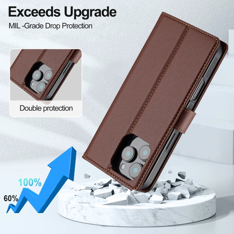 For iPhone 16 Pro Max LC.IMEEKE L2 Series Detachable Magsafe PU Phone Case with Lanyard(Brown) - iPhone 16 Pro Max Cases by LC.IMEEKE | Online Shopping UK | buy2fix