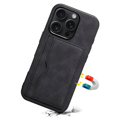 For iPhone 16 Pro Denior D08 PU Single Card Slot Holder Phone Case(Black) - iPhone 16 Pro Cases by Denior | Online Shopping UK | buy2fix