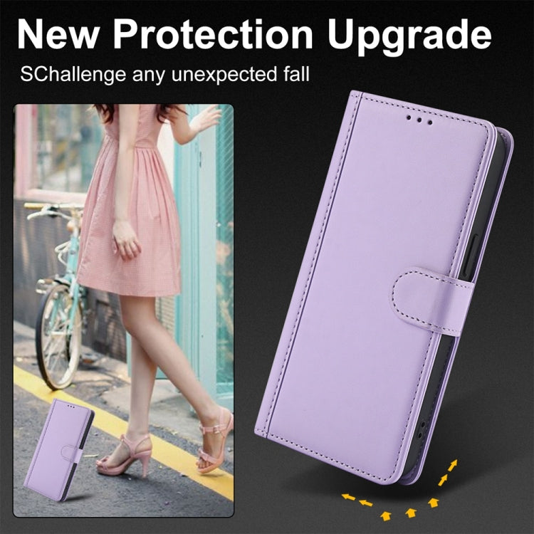 For Google Pixel 9 / 9 Pro Skin Feel Pure Color Card Slots Leather Phone Case with Dual Lanyard(Purple) - Google Cases by buy2fix | Online Shopping UK | buy2fix