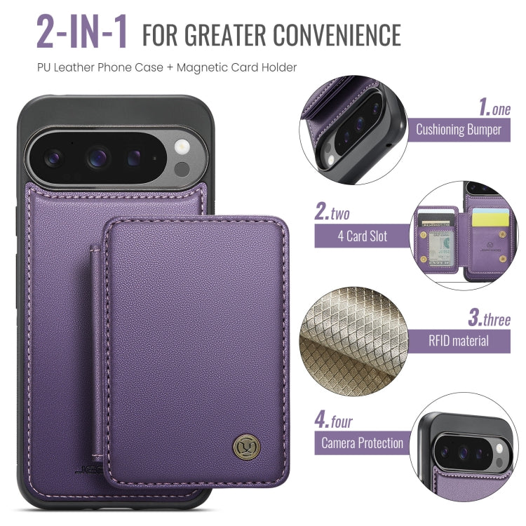 For Google Pixel 9 Pro XL JEEHOOD J05 Business Magnetic Style RFID Leather Phone Case(Purple) - Google Cases by JEEHOOD | Online Shopping UK | buy2fix