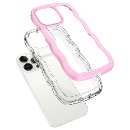 For iPhone 16 Pro Candy Color Wave TPU Clear PC Phone Case(Pink) - iPhone 16 Pro Cases by buy2fix | Online Shopping UK | buy2fix