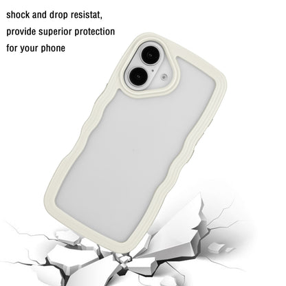 For iPhone 16 Candy Color Wave TPU Clear PC Phone Case(White) - iPhone 16 Cases by buy2fix | Online Shopping UK | buy2fix