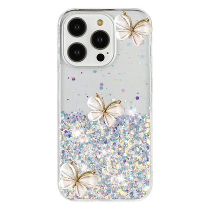 For iPhone 16 Pro Max Luminous Starry Sky Glitter Butterfly TPU Phone Case(White) - iPhone 16 Pro Max Cases by buy2fix | Online Shopping UK | buy2fix